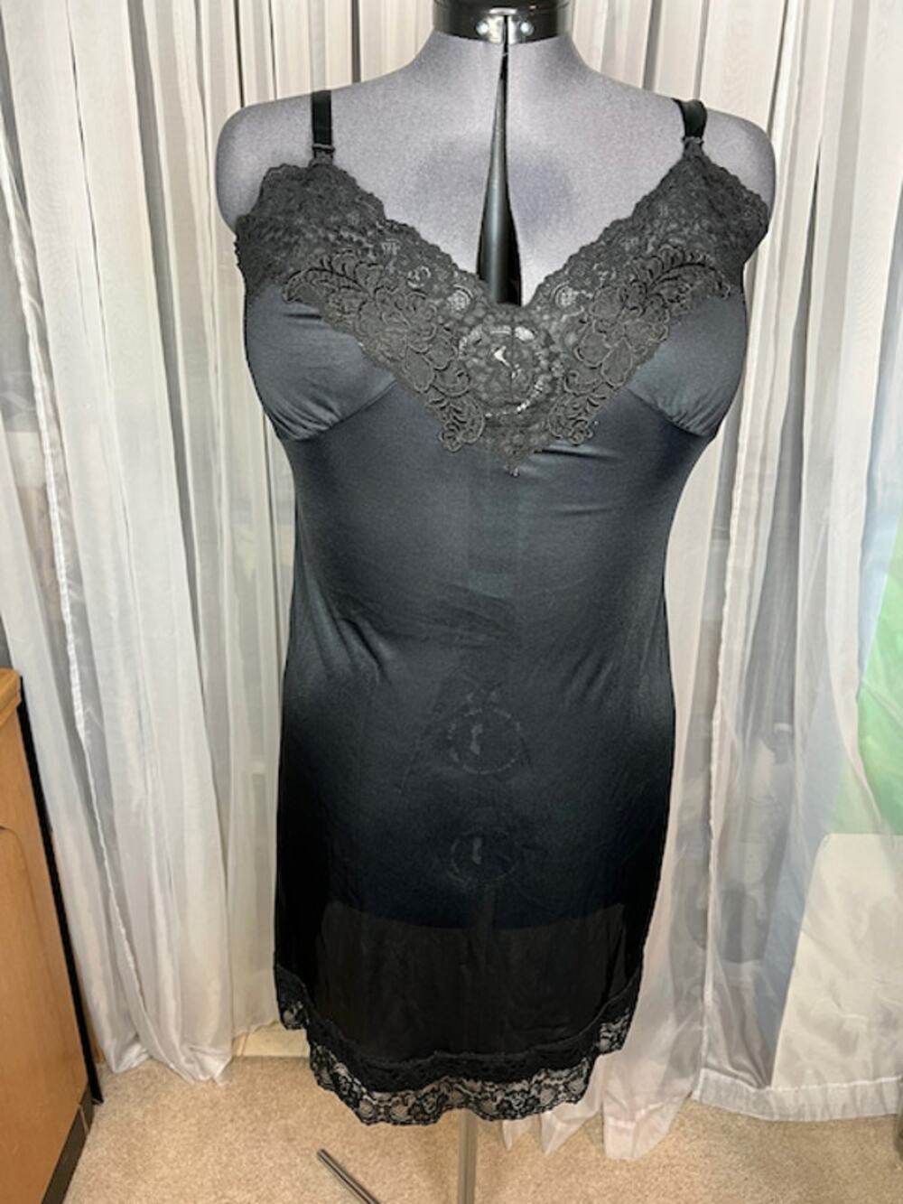slip dress black lace bust knee